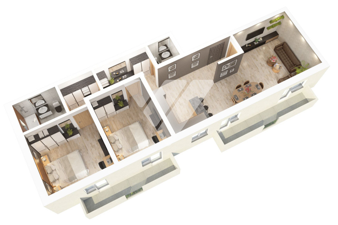Apartament nou 3 camere 2 bai 2 balcoane etaj 2 - Doamna Stanca Sibiu